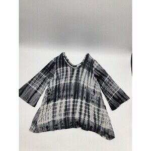 Weekend Suzanne Betro 3/4 Bell-Sleeve Tie Dye V-Neck Top Women's size Large